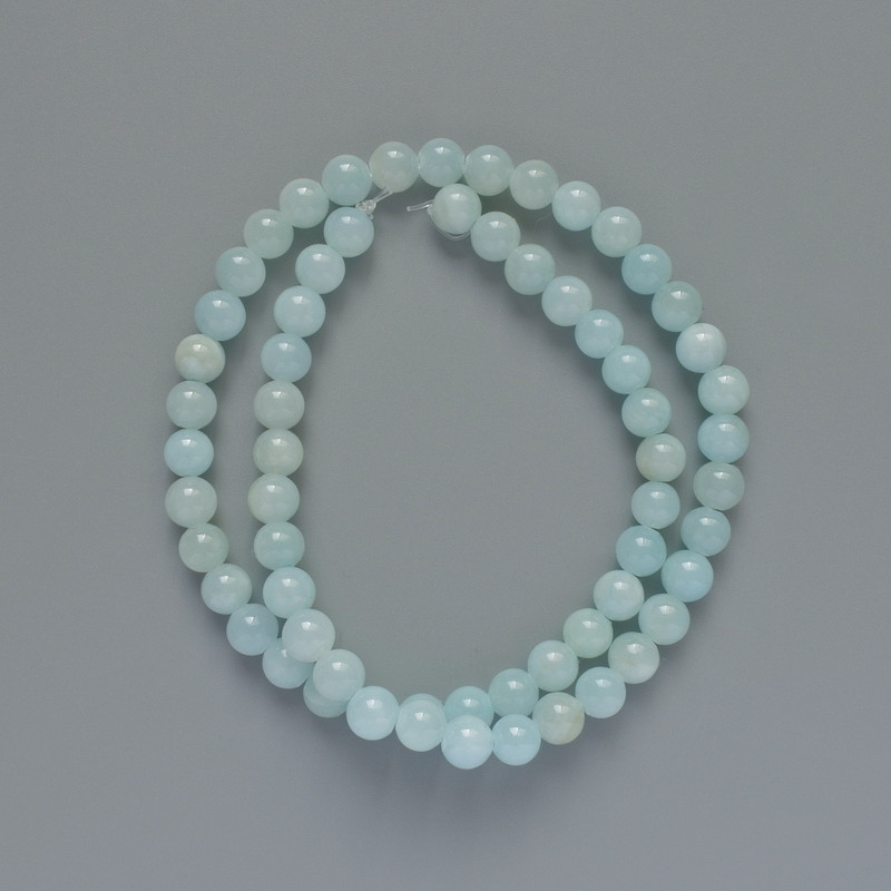 Beads Aquamarine (imitation acrylic) smooth round bead, diameter 6mm+-, length 40cm+- on fishing line