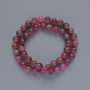 Beads Tourmaline Rubellite natural stone smooth round bead, diameter 8mm+-, length 38cm+- on a thread