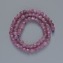 Beads Tourmaline Rubellite natural stone faceted cube, diameter 5.5mm+-, length 38cm+- on a thread