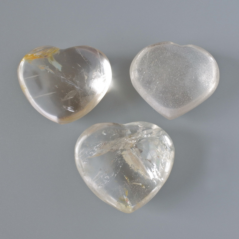 "Heart" Rock Crystal Souvenir, Natural Stone, Assorted Diameter 36x27mm+- from 25g. (per 100g.)
