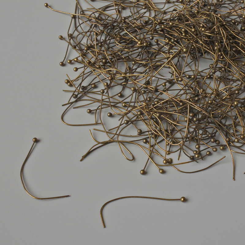 Findings Ball-Head Pins, 40mm Length, Bronze, 410g