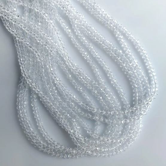 Czech Crystal Beads, Clear White "Rondelle", Diameter 3.5x2.5mm, Length 40cm