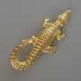 Crocodile Pendant Brooch, Light Gold-Tone Metal, 73x33mm