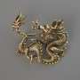 Dragon Pendant Brooch, Gold-Tone Metal, 44x37mm