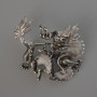 Dragon Pendant Brooch, Black & Grey Enamel, Silver-Tone Metal, 44x37mm