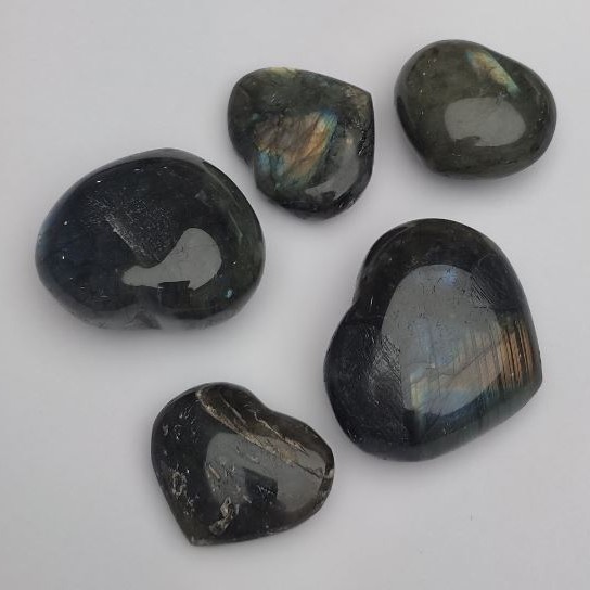 CLEARANCE (per 100g) Souvenir Stone Heart Labradorite Assorted Sizes 34x30mm, 54x47cm+