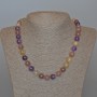 Assorted Stones Necklace, natural stone, smooth round beads, diameter 10mm+/-, length 49cm+
