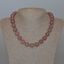 Strawberry Quartz Necklace, natural stone, smooth round beads, diameter 12.5mm+/-, length 47cm+