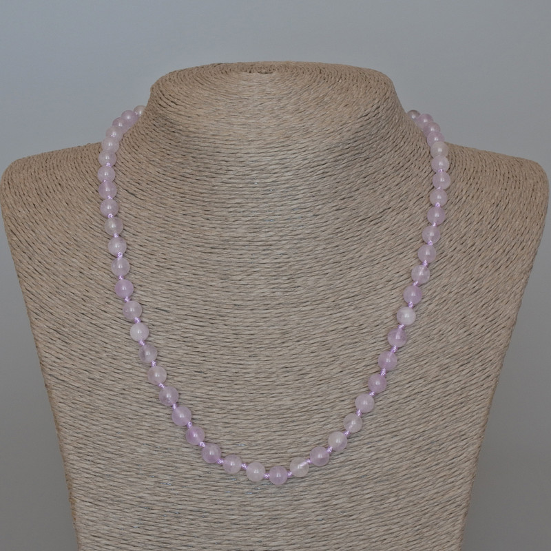 Lavender Amethyst Necklace, natural stone, smooth round beads, diameter 6.5mm+/-, length 49cm+