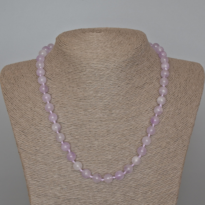 Lavender Amethyst Necklace, natural stone, smooth round beads, diameter 8.5mm+/-, length 49cm+