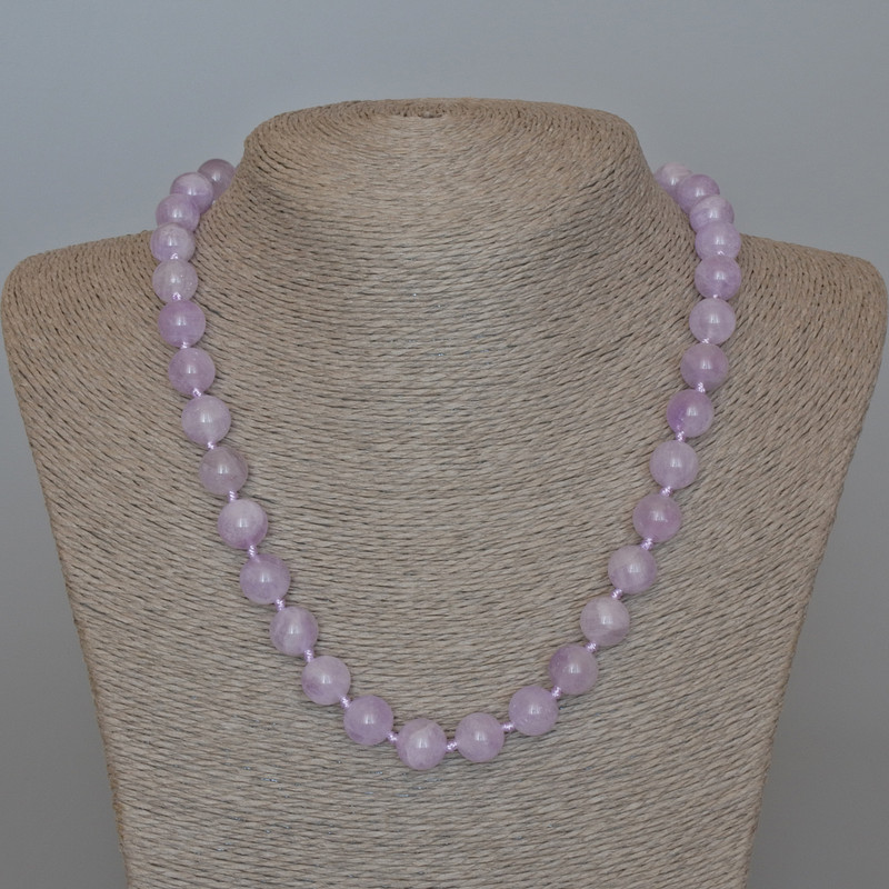 Lavender Amethyst Necklace, natural stone, smooth round beads, diameter 10.5mm+/-, length 49cm+