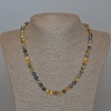 Yellow-Grey Cat's Eye Necklace, natural stone smooth round beads, diameter 6.5mm+/-, length 49cm+