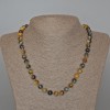 Yellow-Grey Cat's Eye Necklace, natural stone smooth round beads, diameter 8mm+/-, length 48cm+