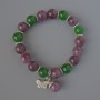 Tourmaline Rubellite and Chrysoprase Bracelet, smooth round beads, diameter 10mm+/-, length 18cm +/- with metal inserts (stretch)