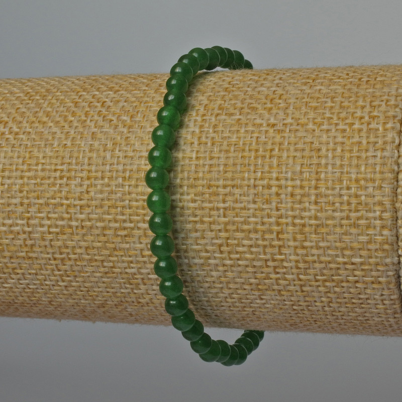 Chrysoprase Bracelet, Natural Stone, Smooth Round Beads, Diameter 4mm+-, Length 18cm+- (Stretch)