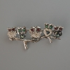 Owl Brooch, Coloured Rhinestones, Black Enamel and Abalone Shell, Silver-Tone Metal 52x26mm