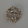 Flower Brooch, Grey Rhinestones, Silver-Tone Metal 37x37mm