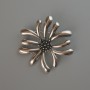 Flower Brooch Pendant, Silver-Tone Metal 49x50mm