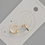 Xuping Ear Cuff with Blue Crystal and White Rhinestones, Diameter 11.5x5.5mm+/- 18K Gold Plating