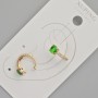 Xuping Ear Cuff with Green Crystal and White Rhinestones, Diameter 13x5mm+- 18K Gold Plated