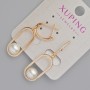 Xuping Earrings with White Rhinestones and Majorca Pearl Bead, Diameter 24x11mm+-, Length 40mm+- 18K Gold Plated