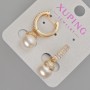 Xuping Earrings with White Rhinestones and Majorca Pearl Bead, Diameter 9mm+-, Length 27mm+- 18K Gold Plated