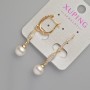 Xuping Earrings with White Rhinestones and Majorca Pearl Bead, Diameter 8mm+-, Length 43mm+- 18K Gold Plated