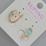 Xuping Earrings with Blue Crystal and White Rhinestones, Diameter 14x7mm+- 18K Gold Plated