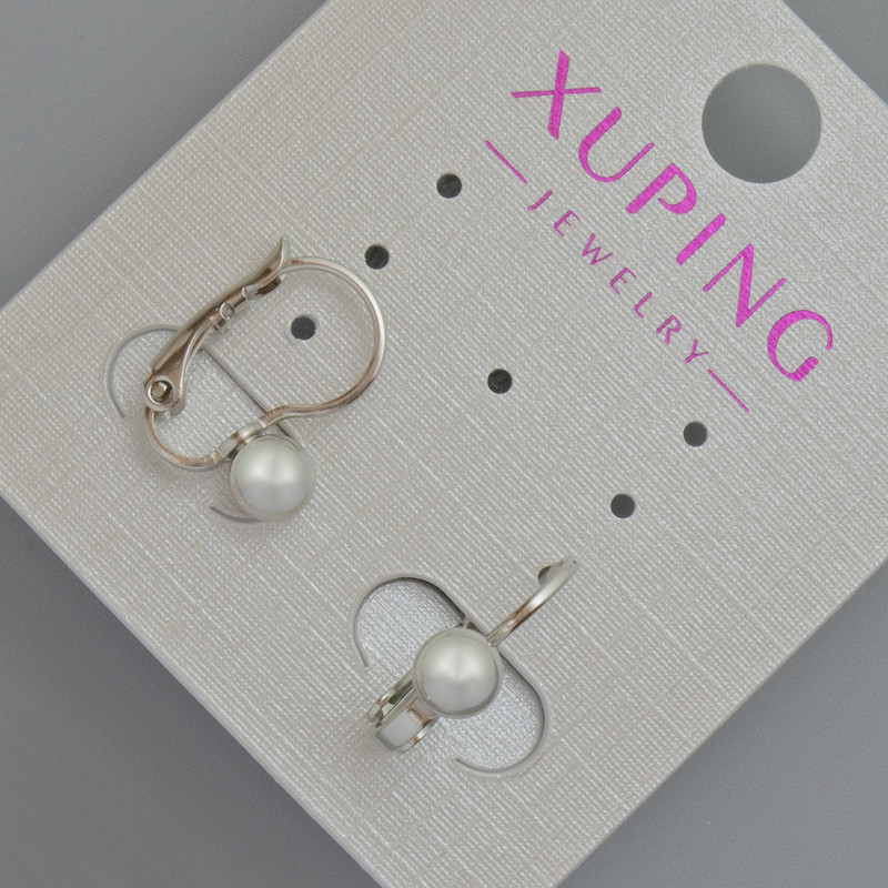 Xuping Earrings, Diameter 5mm+-, Length 15mm+- Rhodium