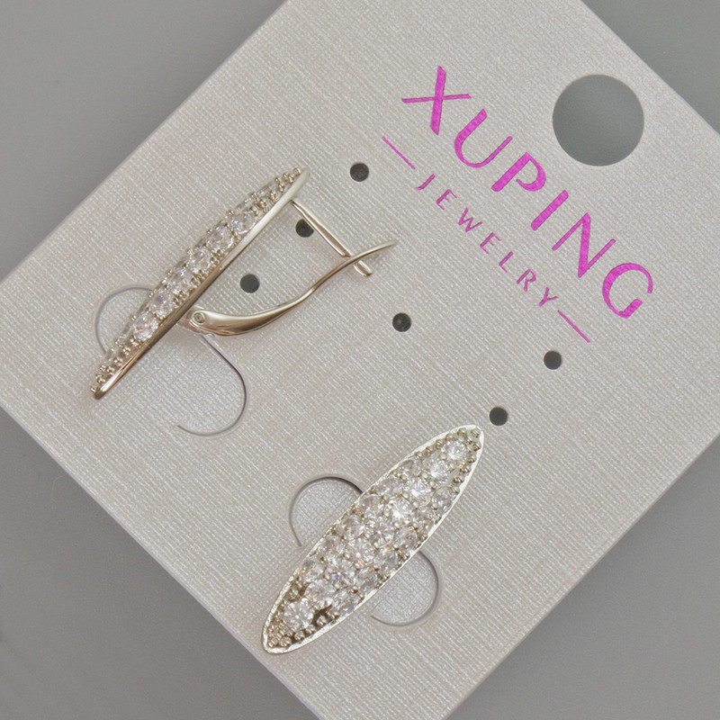 Xuping Earrings with White Rhinestones, Diameter 23x6mm+- Rhodium