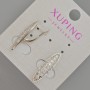 Xuping Earrings with White Rhinestones, Diameter 23x6mm+- Rhodium