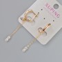 Xuping Earrings with White Crystals, Diameter 7.5x3.5mm+-, Length 49mm+-, 18K Gold Plating