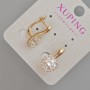 Xuping Earrings with White Crystal and Rhinestones, Diameter 19x10mm+-, 18K Gold Plating