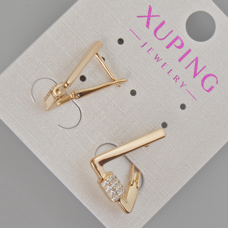 Xuping Earrings with White Rhinestones, Diameter 19x15mm +/- 18K Gold Plating