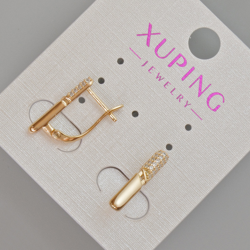 Xuping Earrings with White Rhinestones, Diameter 17x3mm+-, 18K Gold Plating