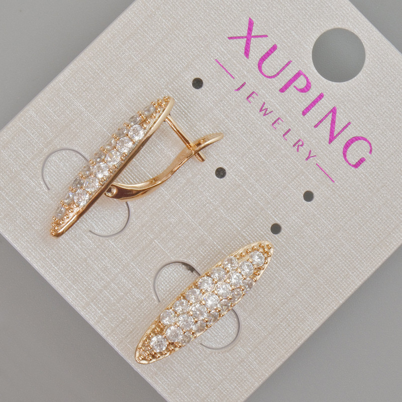 Xuping Earrings with White Rhinestones, Diameter 23x6mm +/- 18K Gold Plating