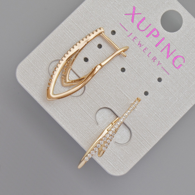 Xuping Earrings with White Rhinestones, Diameter 28x4.5mm+-, 18K Gold Plating