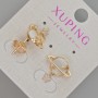 Xuping "Saturn" Stud Earrings, White Mother-of-Pearl and Rhinestones, Diameter 15.5x15mm+- 18K Gold Plating