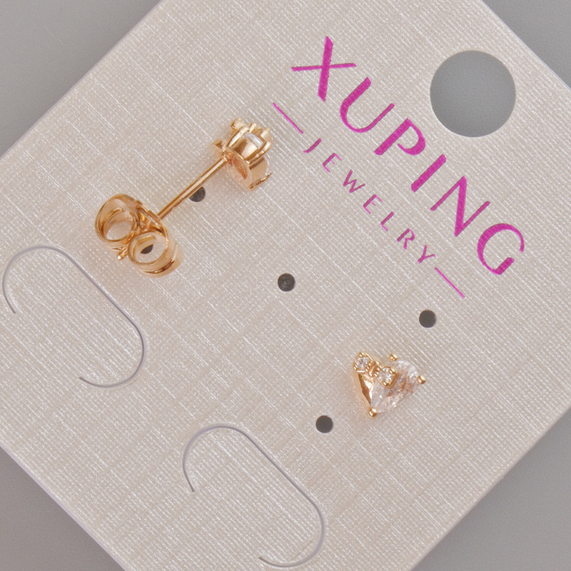 Xuping "Heart" Stud Earrings with White Crystal, diameter 6x6.5mm+- 18K Gold Plated