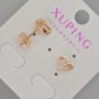 Xuping "Heart" Stud Earrings with White Crystal, diameter 6.5x8.5mm+- 18K Gold Plated