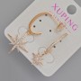 Xuping "Star" Stud Earrings with White Bead and Rhinestones, diameter 19mm, 12mm +-, length 42mm, 35mm+- 18K Gold Plated