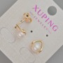Xuping Stud Earrings with White Bead, Diameter 10x9mm+/- 18K Gold Plated