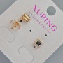 Xuping Stud Earrings with Black Crystal and White Rhinestones, Diameter 6.5x5.5mm+/- 18K Gold Plated