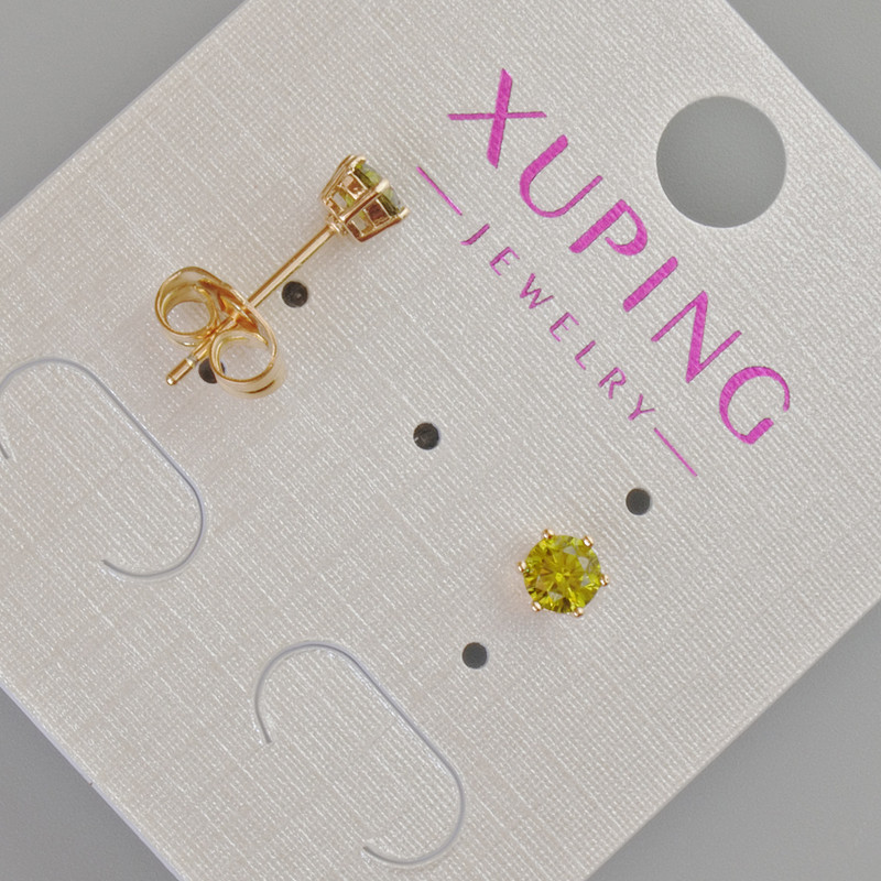 Xuping Stud Earrings with Yellow Crystal, Diameter 5mm+/- 18K Gold Plated