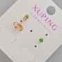 Xuping Stud Earrings with Green Crystal, Diameter 4mm+/- 18K Gold Plated