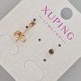 Xuping Stud Earrings with Black Crystal, Diameter 4mm+/- 18K Gold Plating