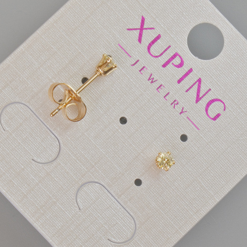 Xuping Stud Earrings with Yellow Crystal, Diameter 4mm+/- 18K Gold Plating