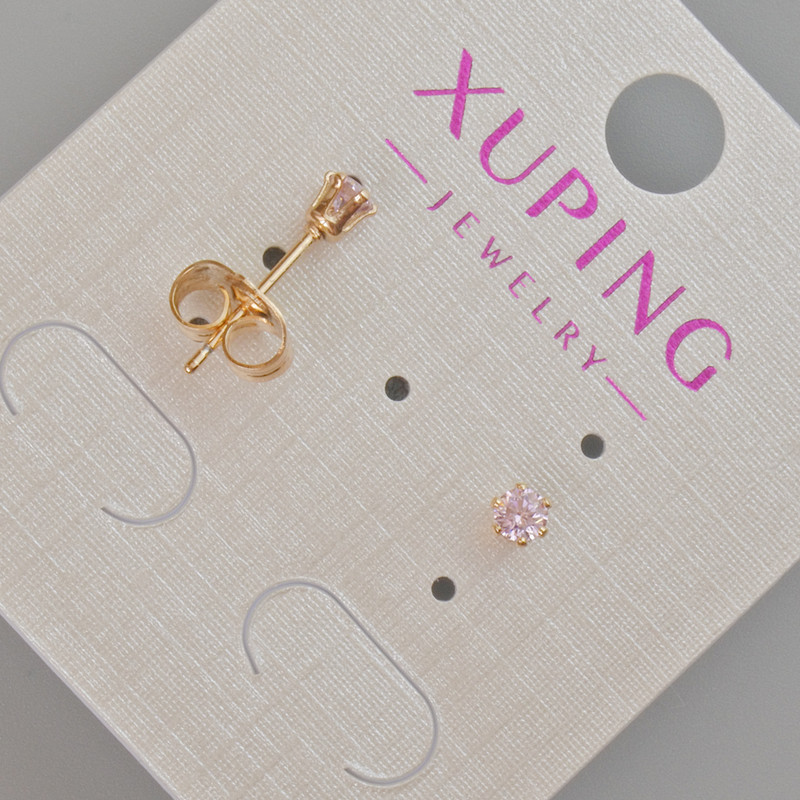 Xuping Stud Earrings with Purple Crystal, Diameter 4mm+/- 18K Gold Plating