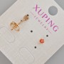 Xuping Stud Earrings with Red Crystal, Diameter 4mm+/- 18K Gold Plating
