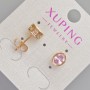 Xuping Stud Earrings with Pink Crystal, Diameter 8.5x6.5mm+/- 18K Gold Plating